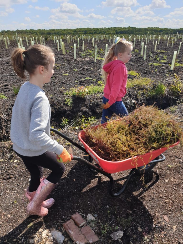 EcoSpeed staff and family volunteering at Little Woolden Moss