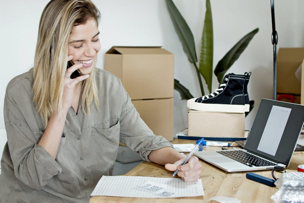 woman ringing delivery service