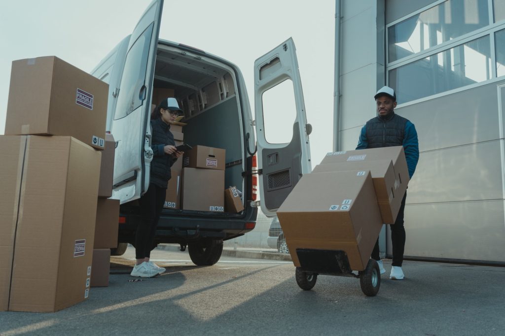 delivery man unloading van