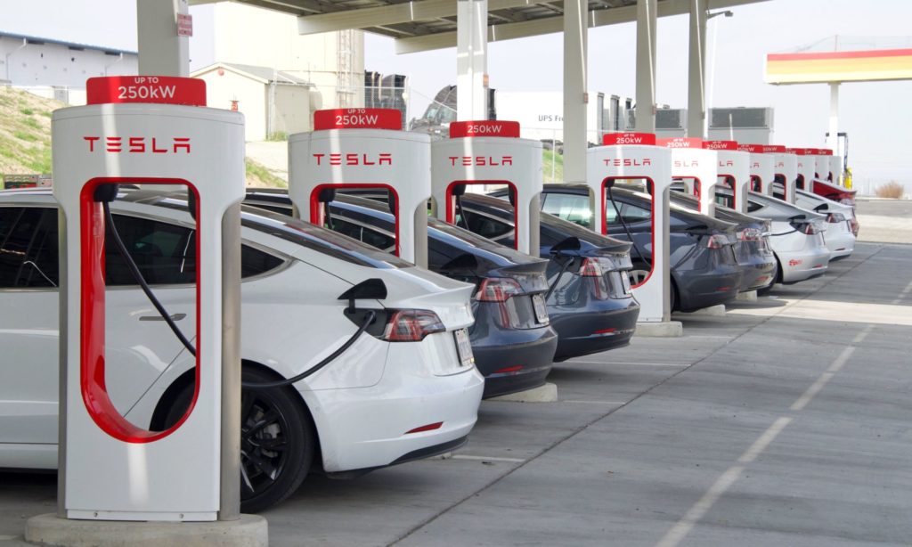 Tesla cars charging