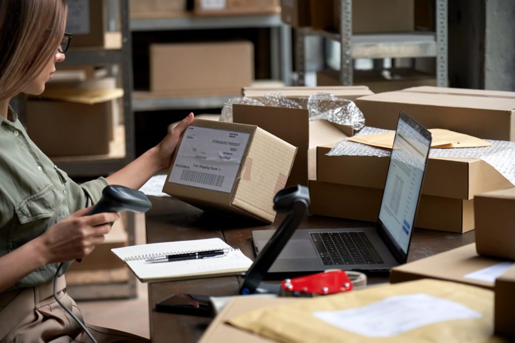 woman organising parcels 